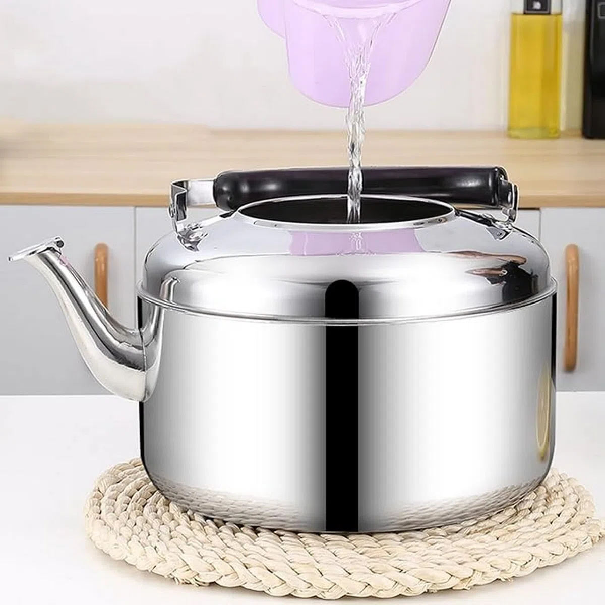 Hervidor de té silbante, 3L/4L/5L/6L/7L/8L/9L/10L acero inoxidable gran capacidad estufa de gas doméstica hervidor de gas estufa de inducción tetera universal para preparar café (6L)