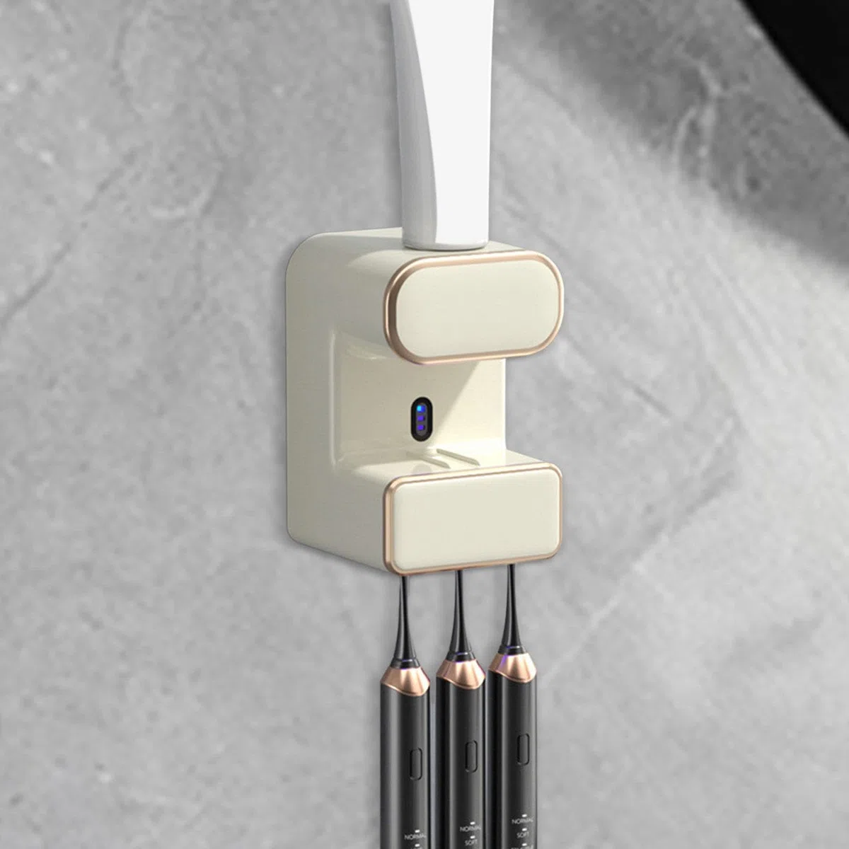 Dispensador Eléctrico de Pasta de Dientes, de Pared, Organizador de Pasta de Dientes, Soporte para Pasta de Dientes Y Cepillo de Dientes, Accesorio de, Blanco con luz, Individual