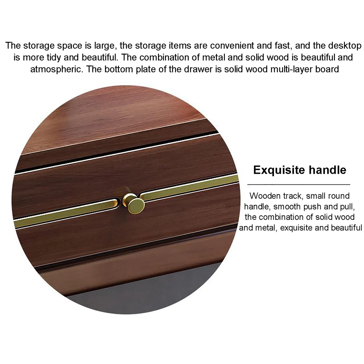 Escritorio Moderno de Mediados de Siglo con 2 cajones, de Madera Maciza, para Oficina en casa, estación de Trabajo Estable con Amplia Superficie de Trabajo, Mesa de Estudio para teletrabajar