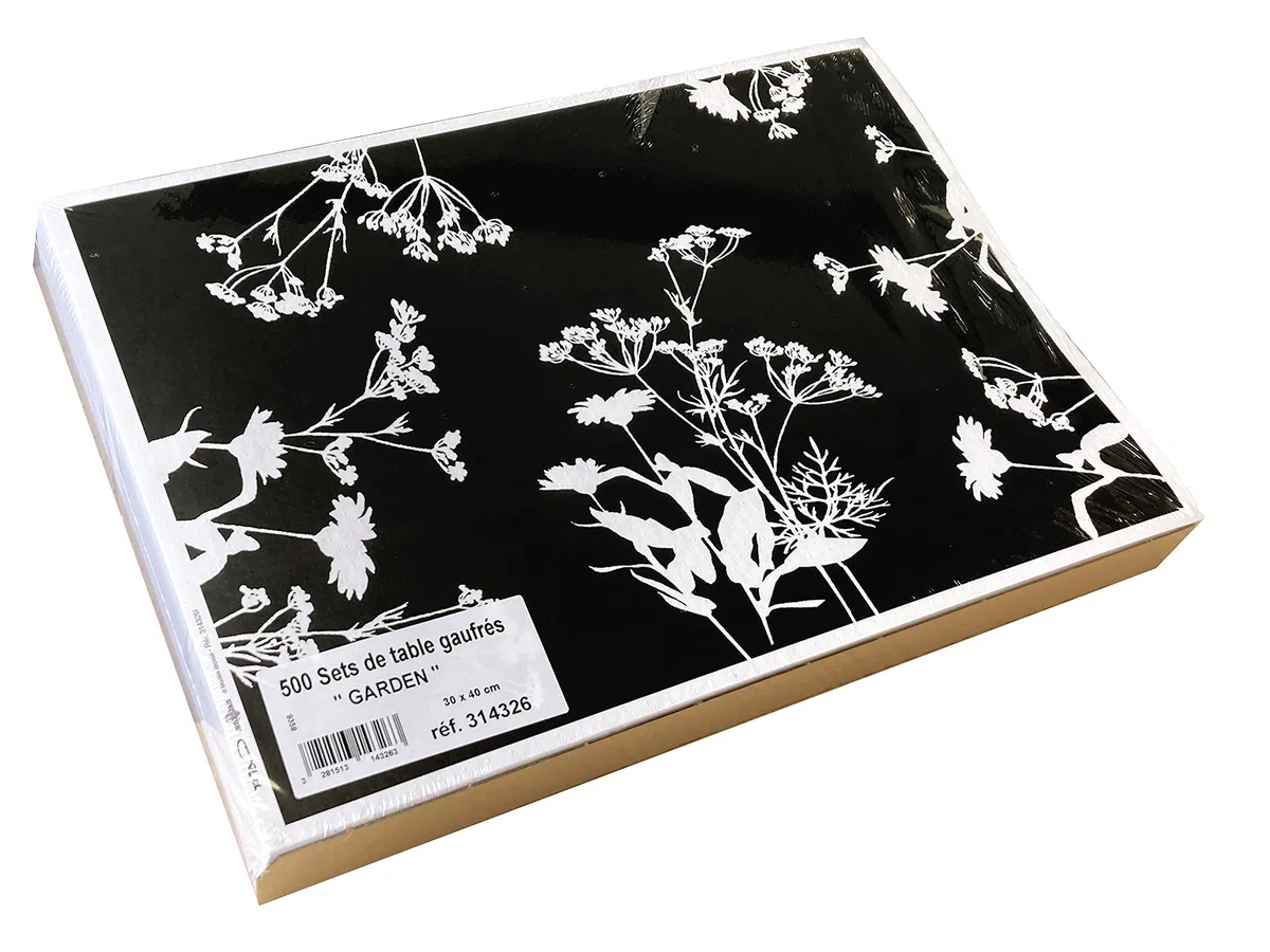 Cogir 314326I Pro Nappe - Manteles Individuales Desechables (500 Unidades, 30 x 40 cm, Acabado Satinado, Textura Satinada, diseño de jardín)