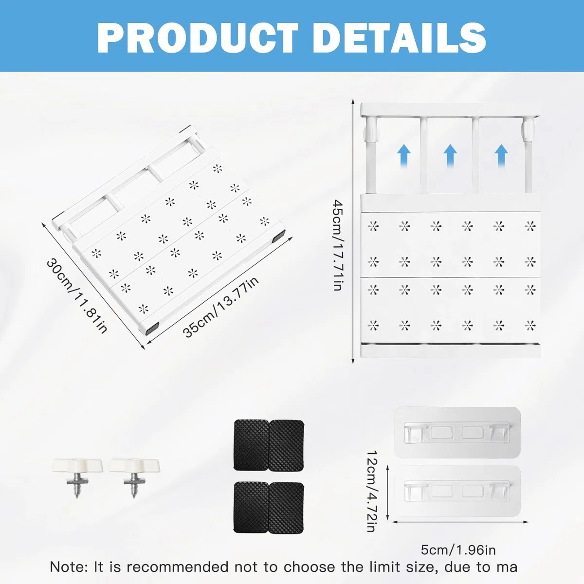 Estantes ajustables para armario, 35 cm de ancho, longitud ajustable de 30 a 40 cm, estante de almacenamiento separador, sin clavos, telescópico, estantes ampliables para armario, cocina