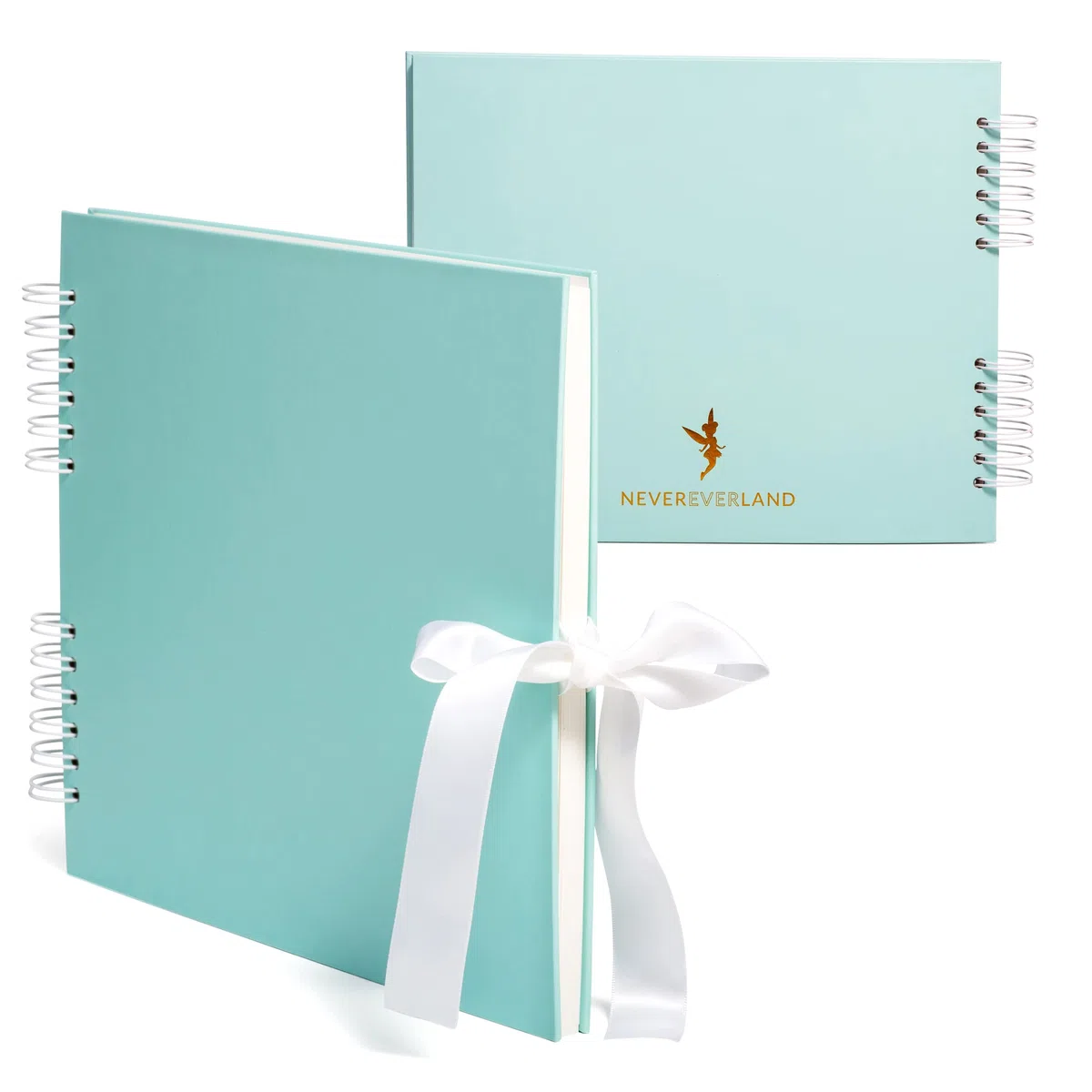 Never Ever Land - Álbum de fotos (30 x 25 cm, 80 páginas, 250 g, tapa dura con un nudo para cerrar, perfecto para nacimiento, bebés, bodas y álbumes de familia, color azul