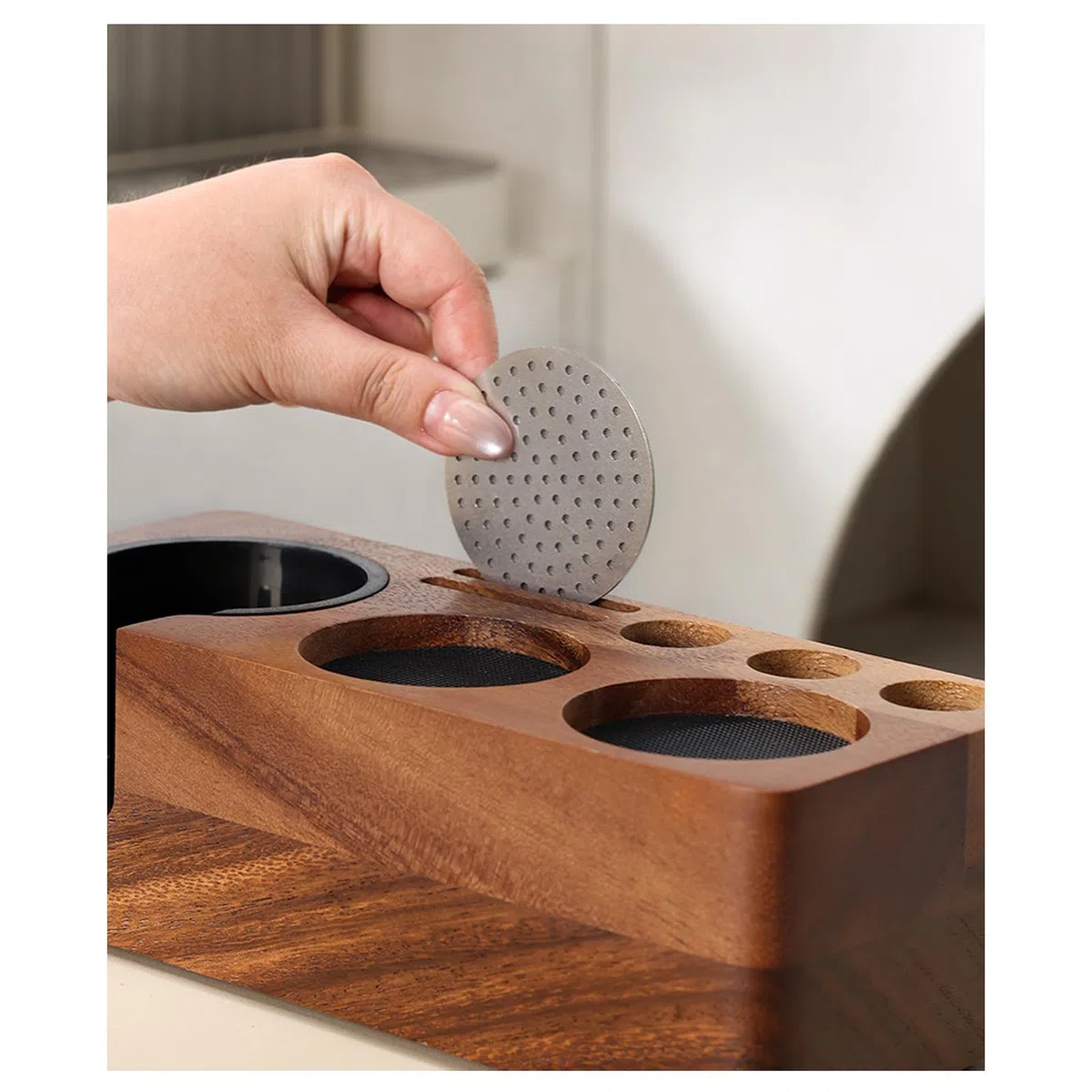 Resistente prensador de madera de sapele para café de 58 mm, tamaño estándar, accesorios para café de cocina para preparar café de madera constante