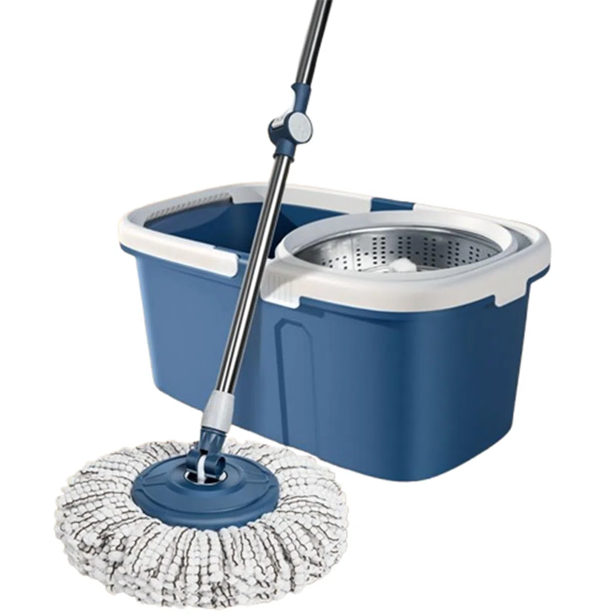 Sistema de fregona y Cubo Giratorio de 360° con Mango Ajustable | con 3 cabezales de repuesto para trapeador de microfibra, sistema de trapeador de piso fácil