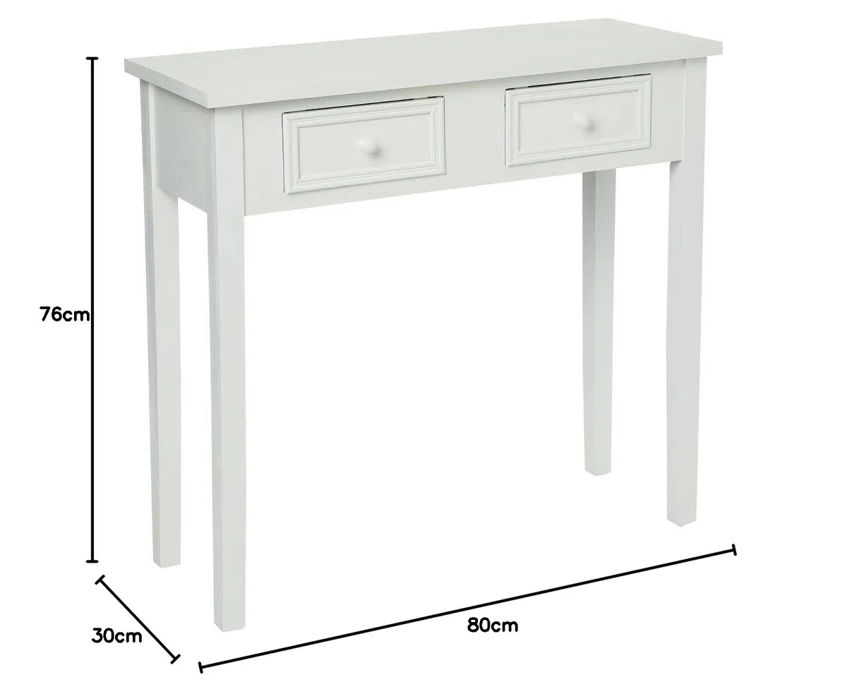 Atmosphera - Consola Blanca con Encanto, 80 x 76 cm, 2 cajones, Estilo romántico - Mesa Auxiliar para recibidor, Dormitorio y salón