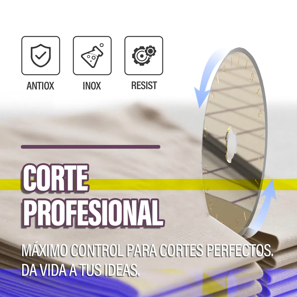 Paquete de 15 cuchillas de corte giratorias con revestimiento de titanio de 45 mm, suministros de acolchado de 45 mm, cuchillas de corte giratorias para tela, compatibles con OLFA, Fiskars