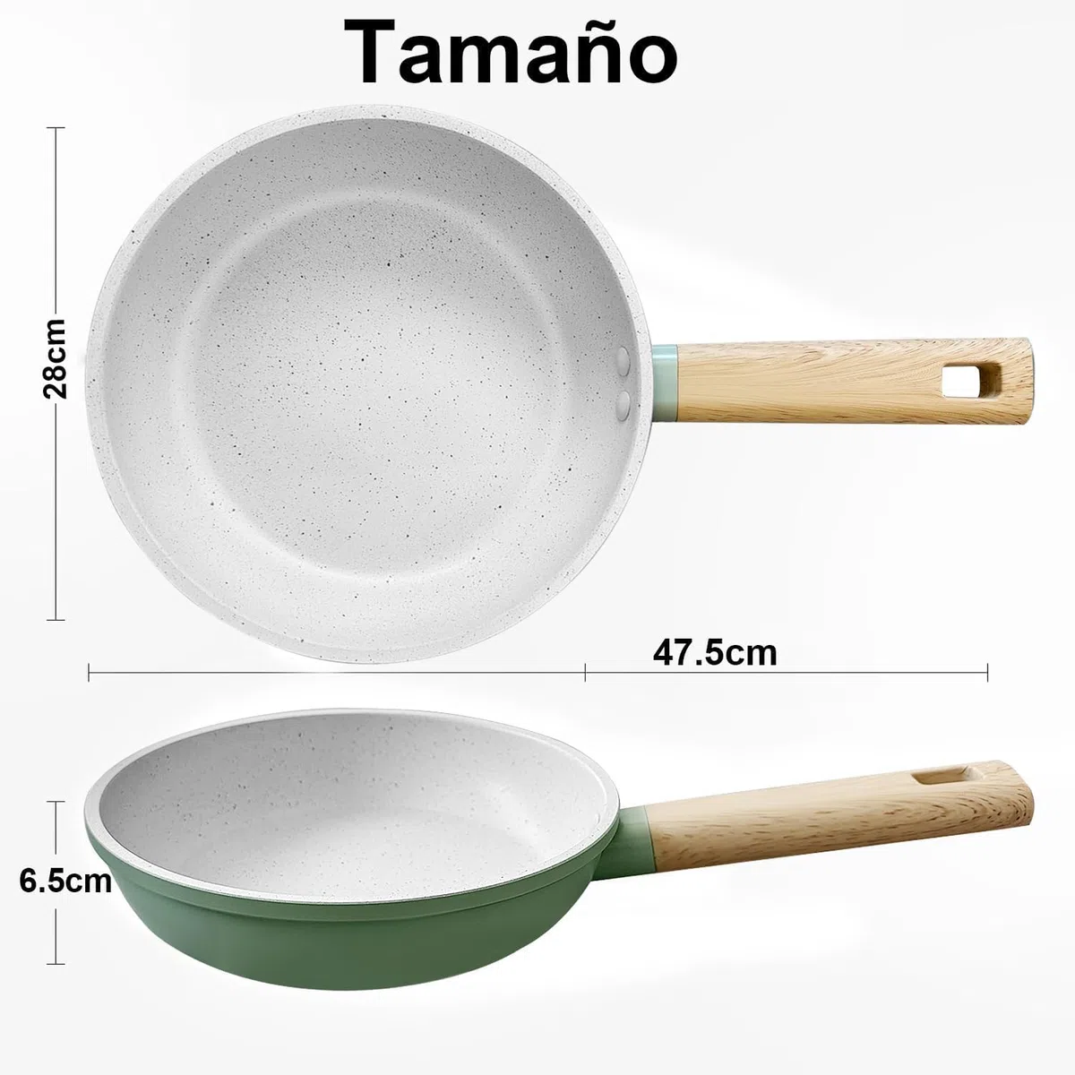 YIJIA | Sartén Antiadherente con Superficie de Piedra, Sartén con Revestimiento de Mármol,Libre de PFOA,Apta para Todo Tipo de Cocinas, Incluida Inducción y Puede Lavavajillas (Ø20/24/28cm)
