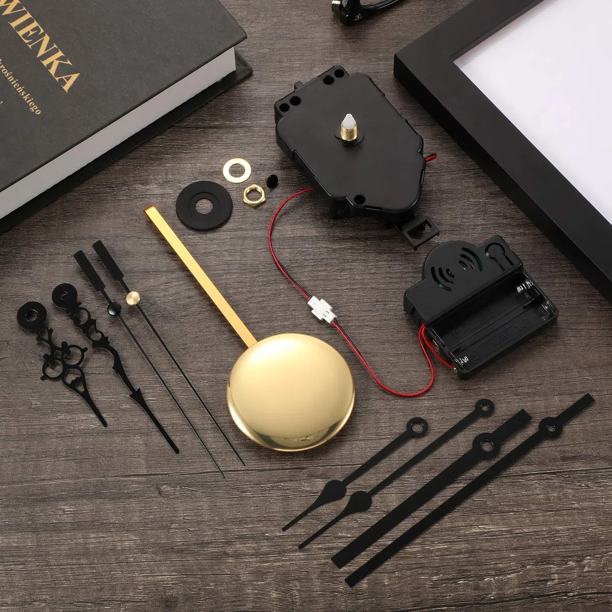 HICARER Péndulo de Cuarzo Trigger Clock Movement Chime Caja de música Completer Pendel Clock Kit con 3 Pares de Picas, fantasía, manecillas Rectas