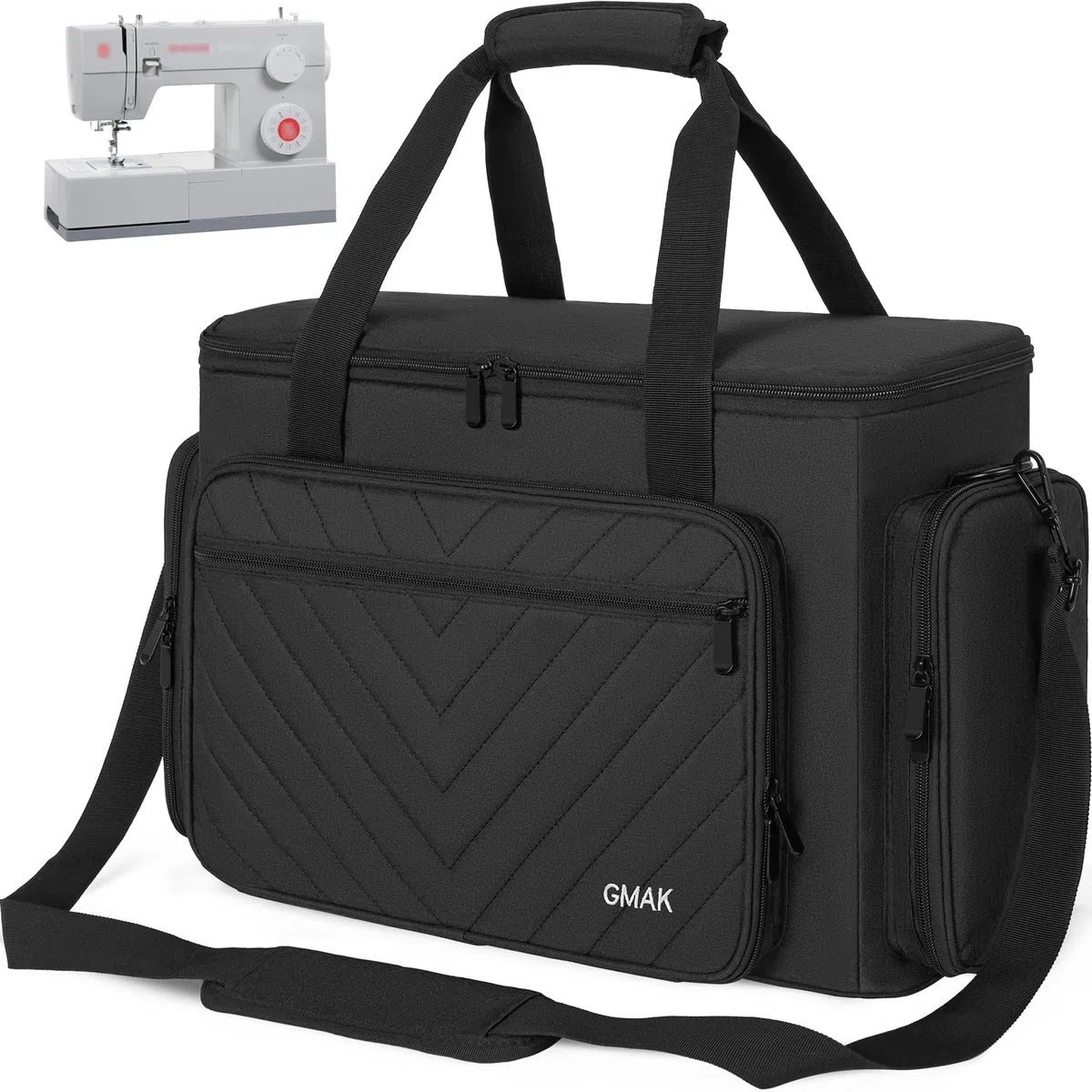 OUUTMEE Estuche para máquina de coser, bolsa de transporte para máquina de coser con acolchado removible, bolsa de mano portátil organizadora de almacenamiento para la mayoría de las máquinas estándar