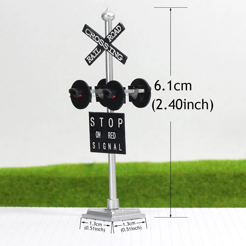JTD876RP 1 juego de señal de cruce de trene/pista de ferrocarril de escala HO 4 cabezales LED + placa de circuito intermitente de señal de tren, luces de señal, decoración y fiesta