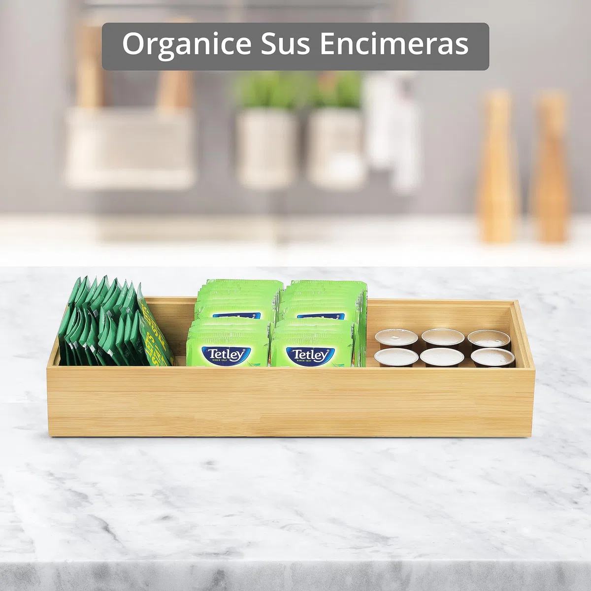 Winter Shore Organizador Cajones Cocina de Bambú [Pack de 2] - Bandeja Cubiertos Cajon de Madera Natural Apilables para Despensa - Guarda Cubiertos e Utensilios y Cubiertos - 15,5 x 6,5 x 38,5 cm