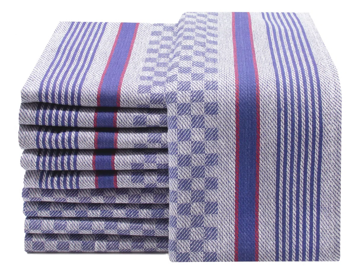 ZOLLNER 10 Trapos de Cocina Grandes, algodón, 45x90 cm, a Cuadros Azules