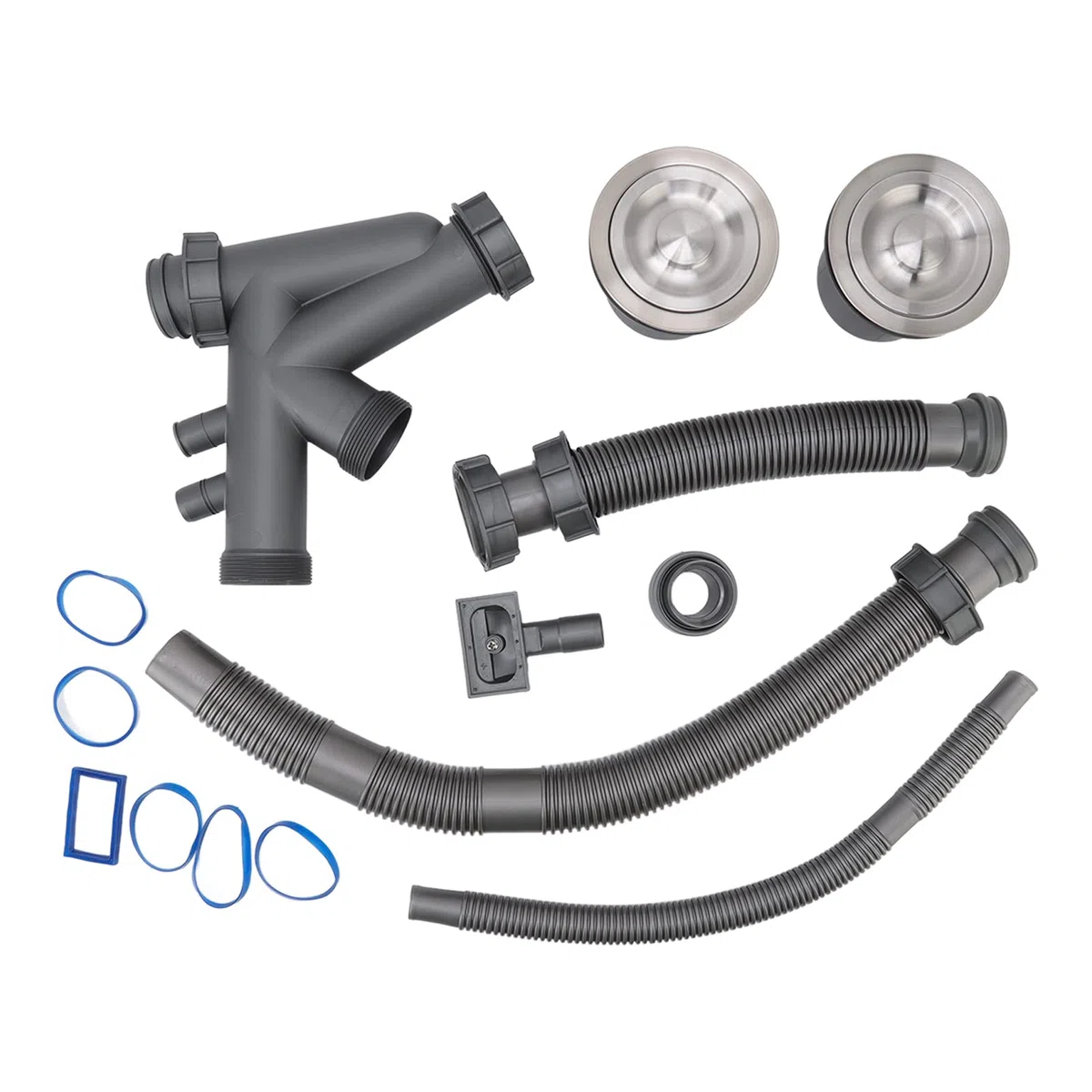 Desagües Dobles para Fregadero de Cocina, Desagüe de 110 Mm/4, 3 Pulgadas, Desagüe de Doble Lavabo de 50 Mm/2 Pulgadas, Flexible y Extensible, Drenaje Rápido, No Es Fácil de Obstruir para Desagüe