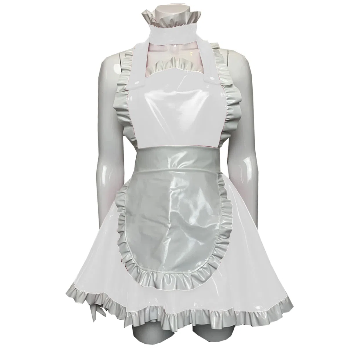 Delantal de PVC, bonito delantal de látex para sirvienta, accesorio para camarera, cosplay, delantal