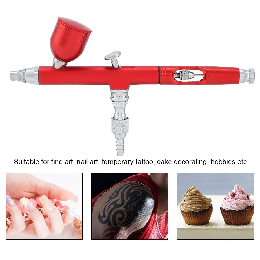 Aerógrafo, MAGT 0,3 mm de Doble acción de Gravedad aerógrafo multifunción, Pintura de Arte para Pintura en Aerosol, Tatuaje de uñas, Kit Rojo