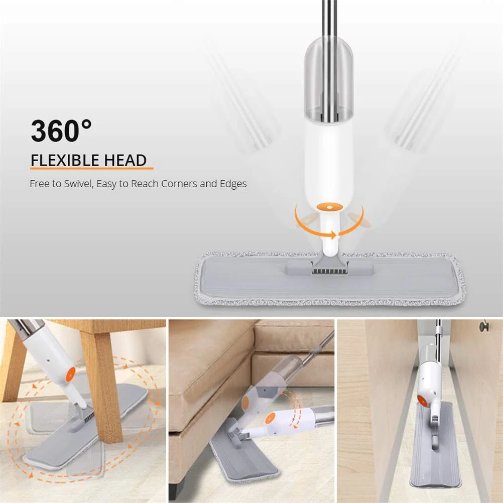 Fregona con pulverizador Manual, Herramientas de Limpieza del hogar, fregona para Lavar el Suelo, fregona limpiadora de Suelos Planos con Almohadillas de Microfibra de Repuesto