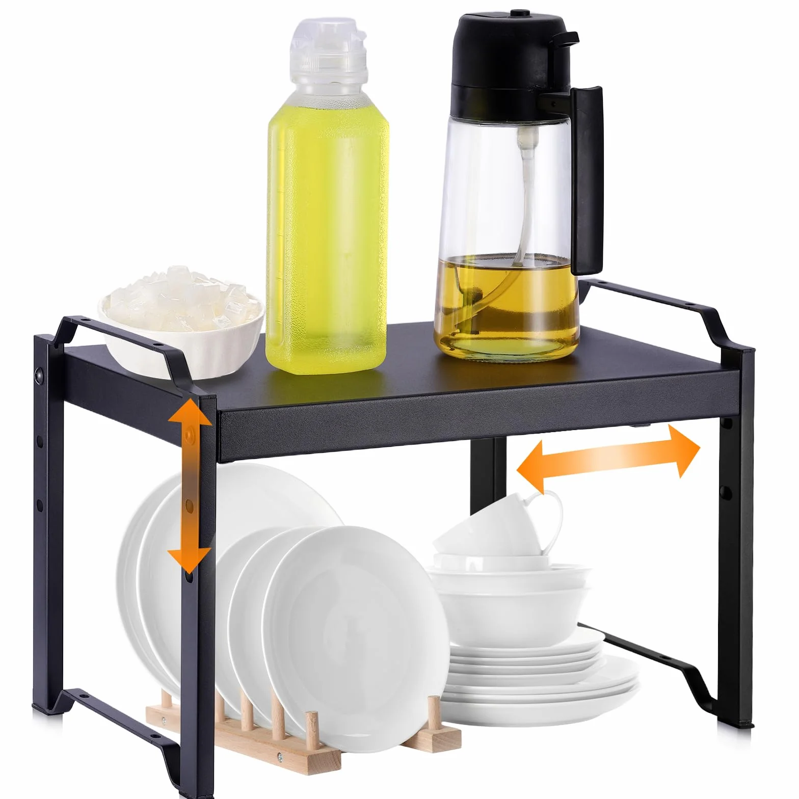 Estantería Cocina, Estantería Extensible 32-53 cm, Estante de Armario Expandible de Alta Resistencia, Organizador de Especias con 3 Configuraciones de Altura para Organizador de Armario de Cocina