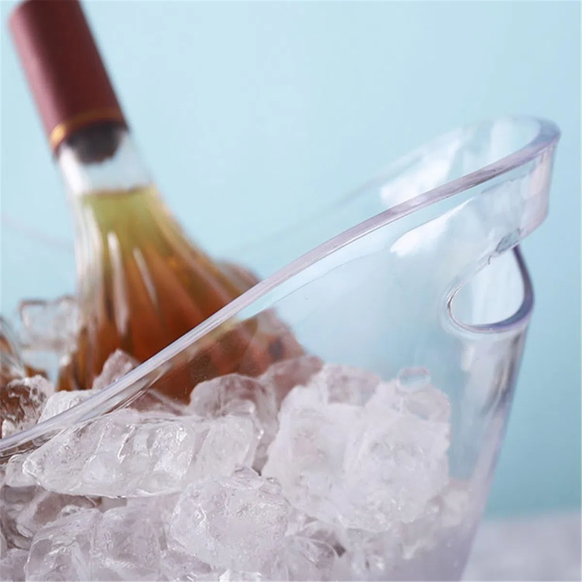 Cubitera, Cubo de Hielo Almacenamiento Ovalado acrílico 8l, bañera Multicolor for Bebidas, Botellas Vino y champán, Fiestas(Orange)