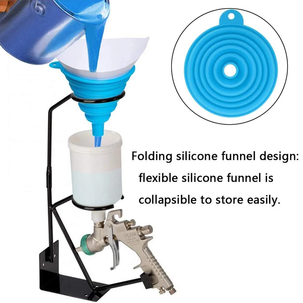 CYH 150 Coladores de Papel Embudo de Filtro Desechables con 1 Embudo de Silicona Plegable, Filtros de Papel Filtro Conico de Malla de Nylon, para Pintura, Automotriz, artesanía