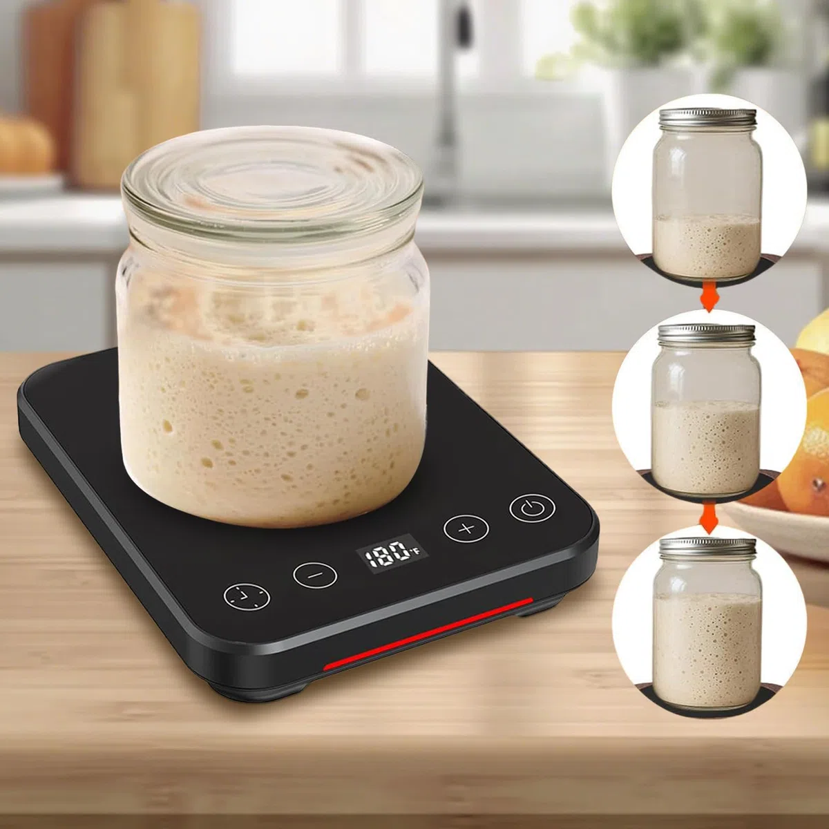 Calentador para Madre, Herramienta de Fermentación para Cocina, Alfombrilla de Fermentación con Temperatura Controlada y Temporizador para Pan, Queso, Café, Cocina y Casa