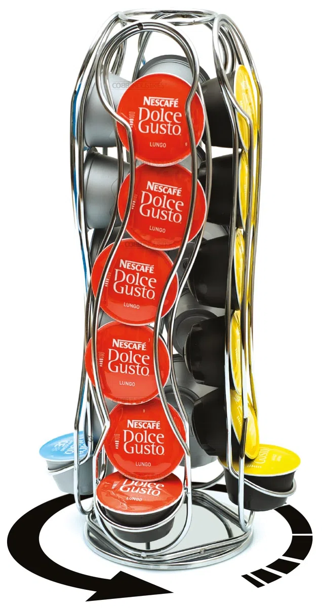 Athéna CH0013 - Portacápsulas giratorio con capacidad para 24 cápsulas Dolce Gusto acabado cromado Distribuidor