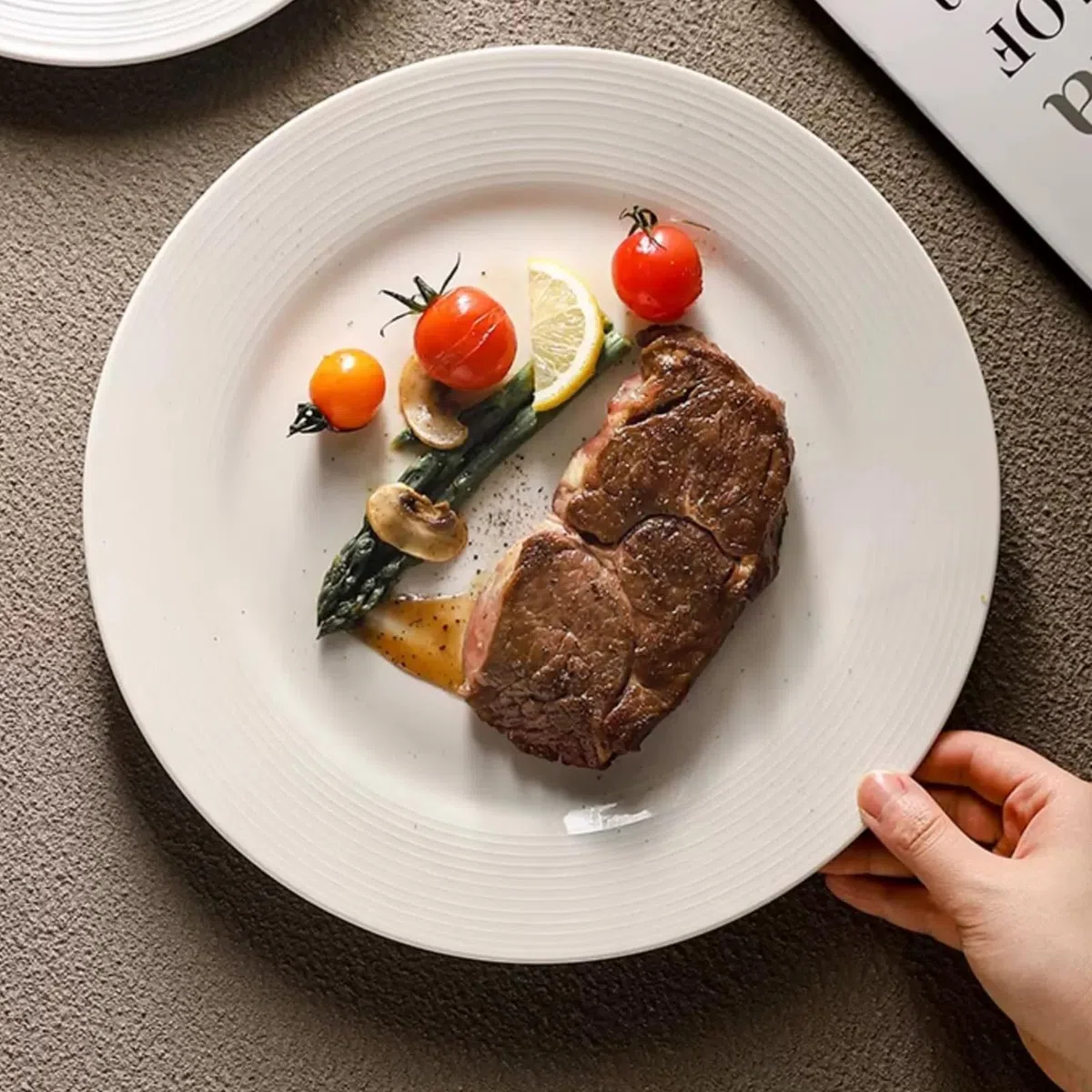 ZPPLD Juego de 6 Platos de Postre de Cerámica,Plato Llano De CeráMica Ø20,3 cm (8 inch), Platos Blancos para Postres, Plato De Pasta,Pasteles y Aperitivos Vajilla Para Lavavajillas Y Microondas (C)