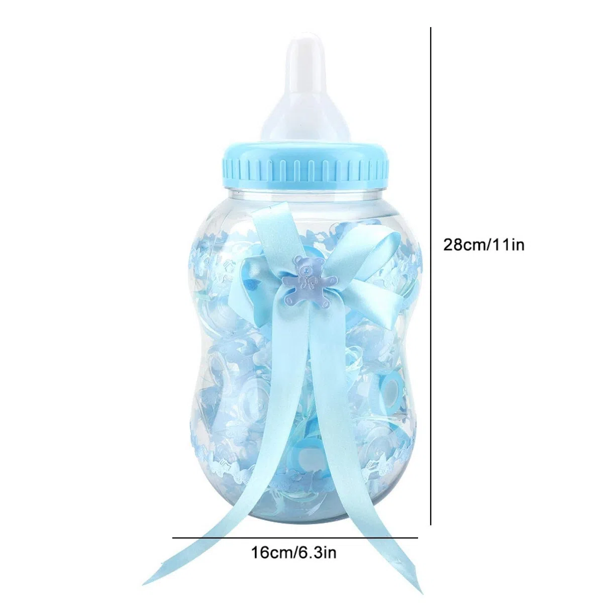 Botella de Caramelo, Adorable Botella de bebé con Lazo Decorativo, Mini Botellas rellenables de plástico Transparente, Pack de 30 Unidades, Ideal para Baby Showers y Fiestas de cumpleaños