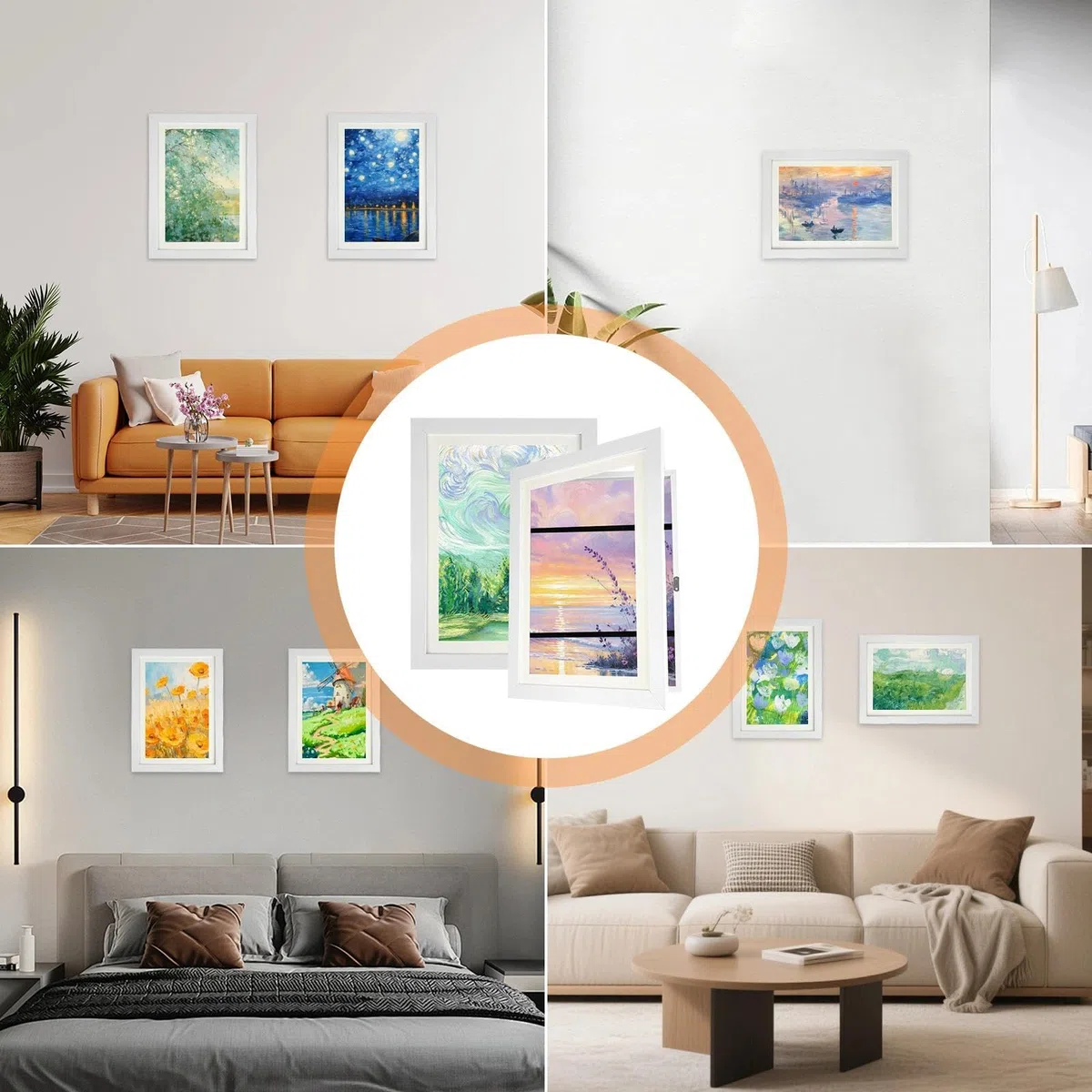 2 Piezas Marcos para Cuadros, Marco Fotos Niños A4 para Dibujos Infantiles, Doble Cara Magnetico, Hasta Multiple Puzzle y Proyectos de Arte, para Infantil Decoración de Guardería(Blanco)