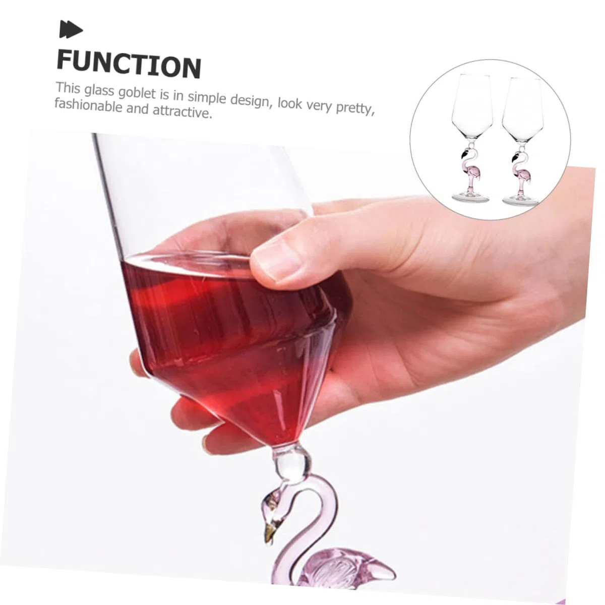 PRETYZOOM 2 Copas de Vino de Vidrio, 330ml, Diseño de Flamenco Rosa, Resistentes al Desgaste, para Fiestas y Bares
