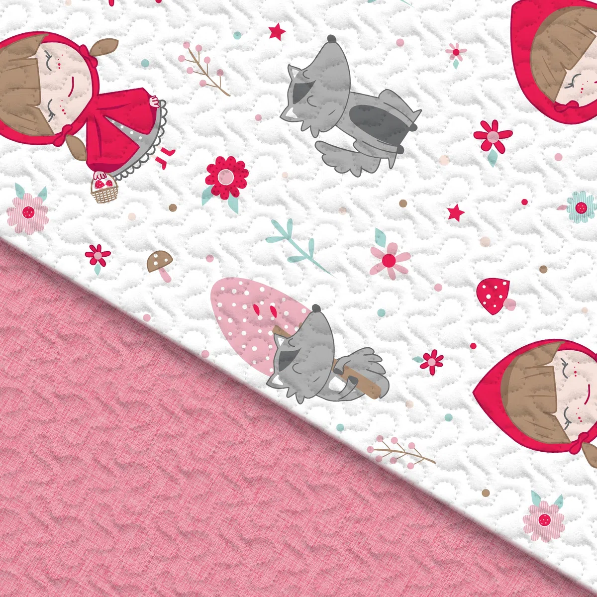 Victorio & Lucchino Colcha Infantil de Verano y Primavera. Ligera Colcha cubrecama de Microfibra. Incluye Funda de cojín. (Caperucita con COJÍN, Cama 90cm)