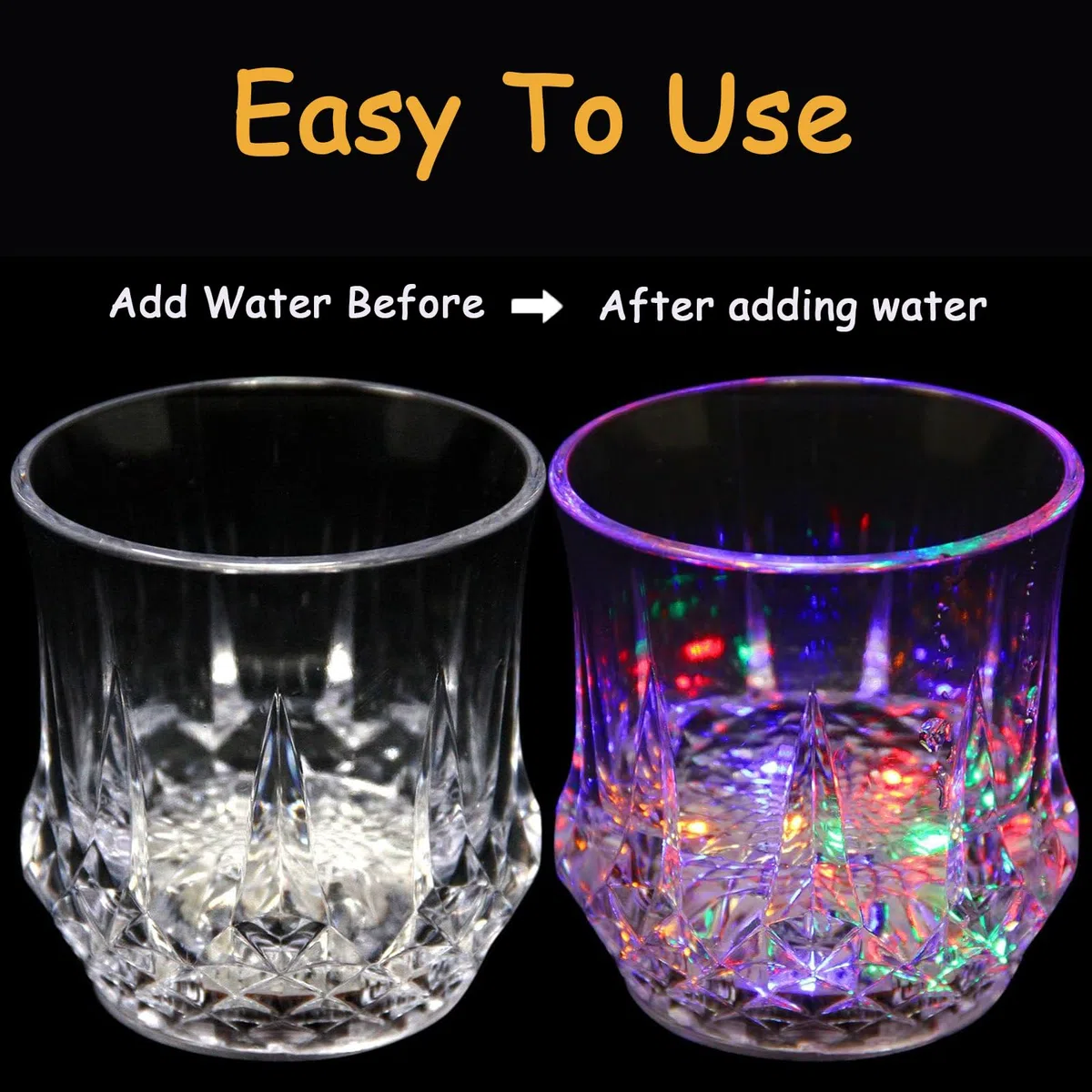 Taza con luz flash, paquete de 4 tazas LED multicolor activadas por agua, divertidos vasos para vacaciones, festivales, fiesta de cumpleaños, bar, club nocturno, XDT279