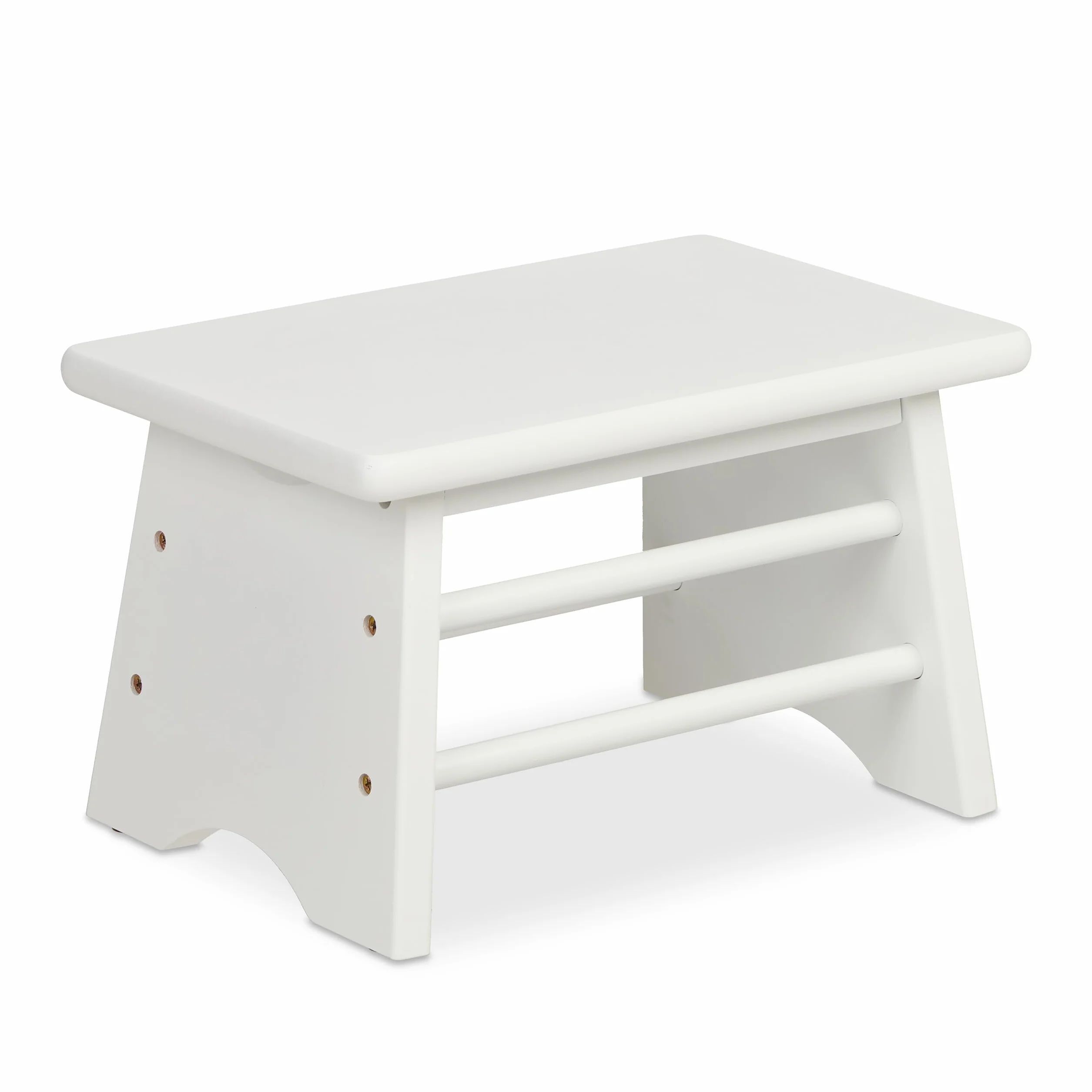 Relaxdays Taburete Bajo Bambú, Resiste hasta 100 kg, Reposapiés Resistente, 20 x 33 x 21,5 cm, Banqueta Baño, Blanco