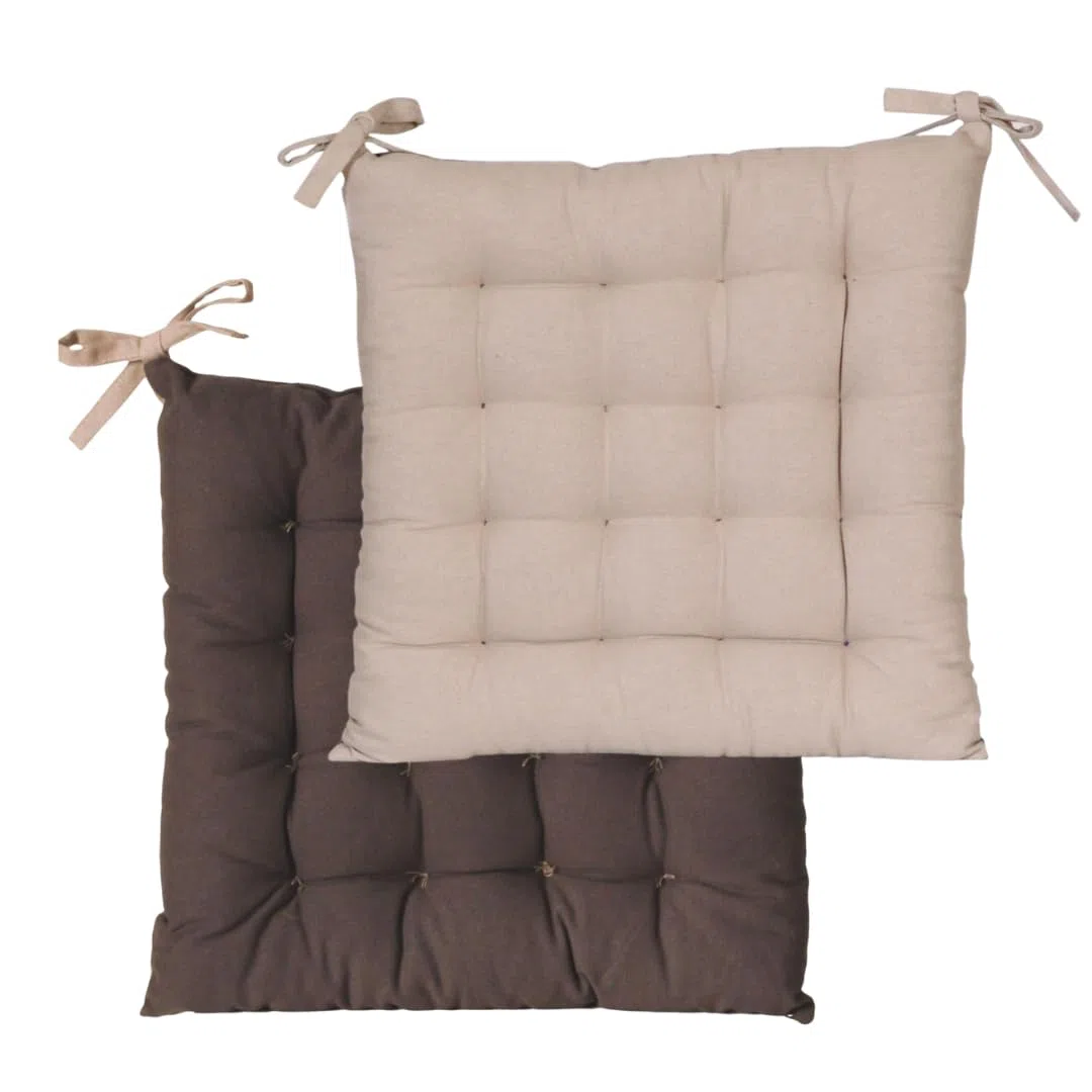 Atout Ciel – Juego de 2 Almohadillas de Silla cuadradas, Bicolor 40 x 40 cm, Color Gris y Gris
