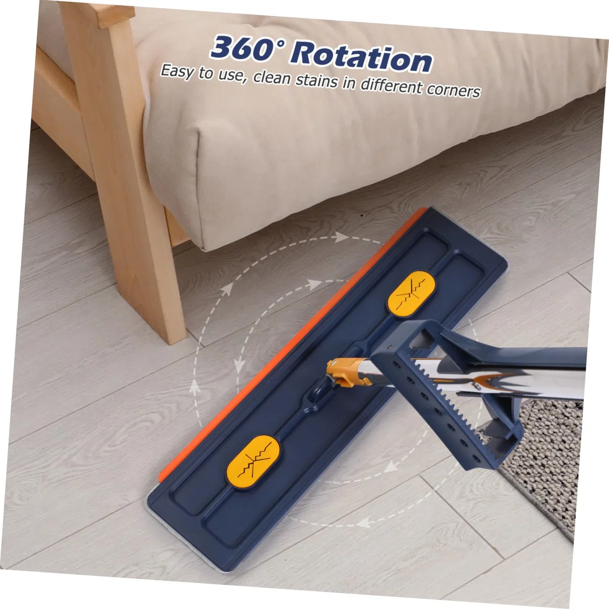 Yardwe Mopa Plana Sin Lavar 6 Piezas Azul, Fregona Multifuncional Almohadillas Absorbentes, Cabezal Grande para Limpieza Rápida, Almacenamiento Vertical, Adecuado para Suelos y Baños Domésticos