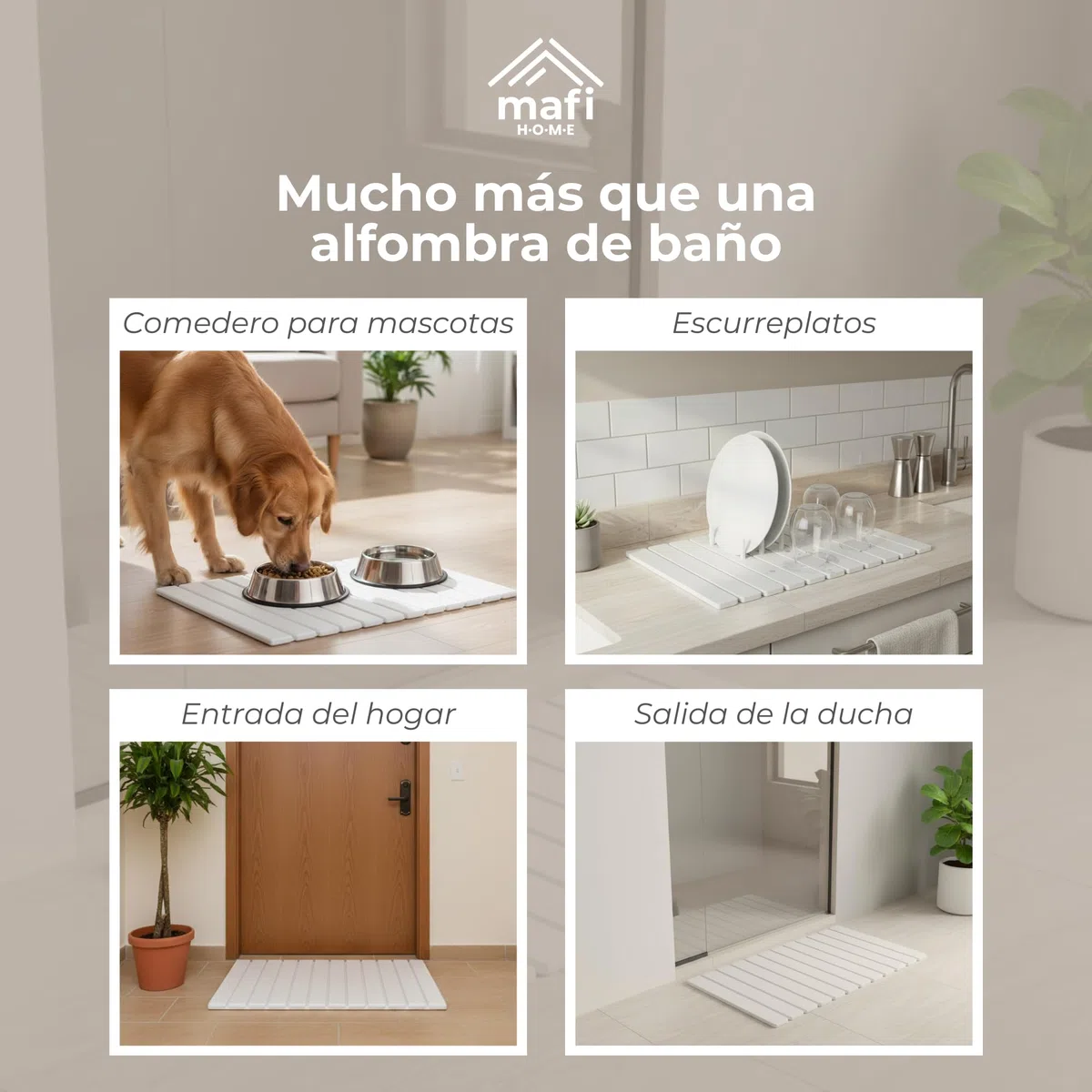 Alfombrilla de Baño Diatomita Flexible 39x60 cm | Alfombra Baño Secado Ultrarrápido Superabsorbente | Enrollable y Fácil de Guardar | Antideslizante | Tapete Baño | Piedra Natural (Blanco)