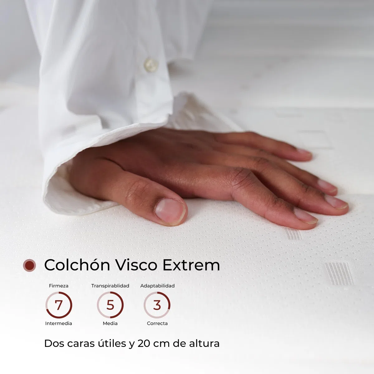 MAXCOLCHON Pack Universitario de Descanso Completo con Colchon Viscoelastico y Base Tapizada Partida para Dormitorios de Estudiantes, Incluye Almohada y Ropa de Cama Blanca, Gris (135x190 cm)