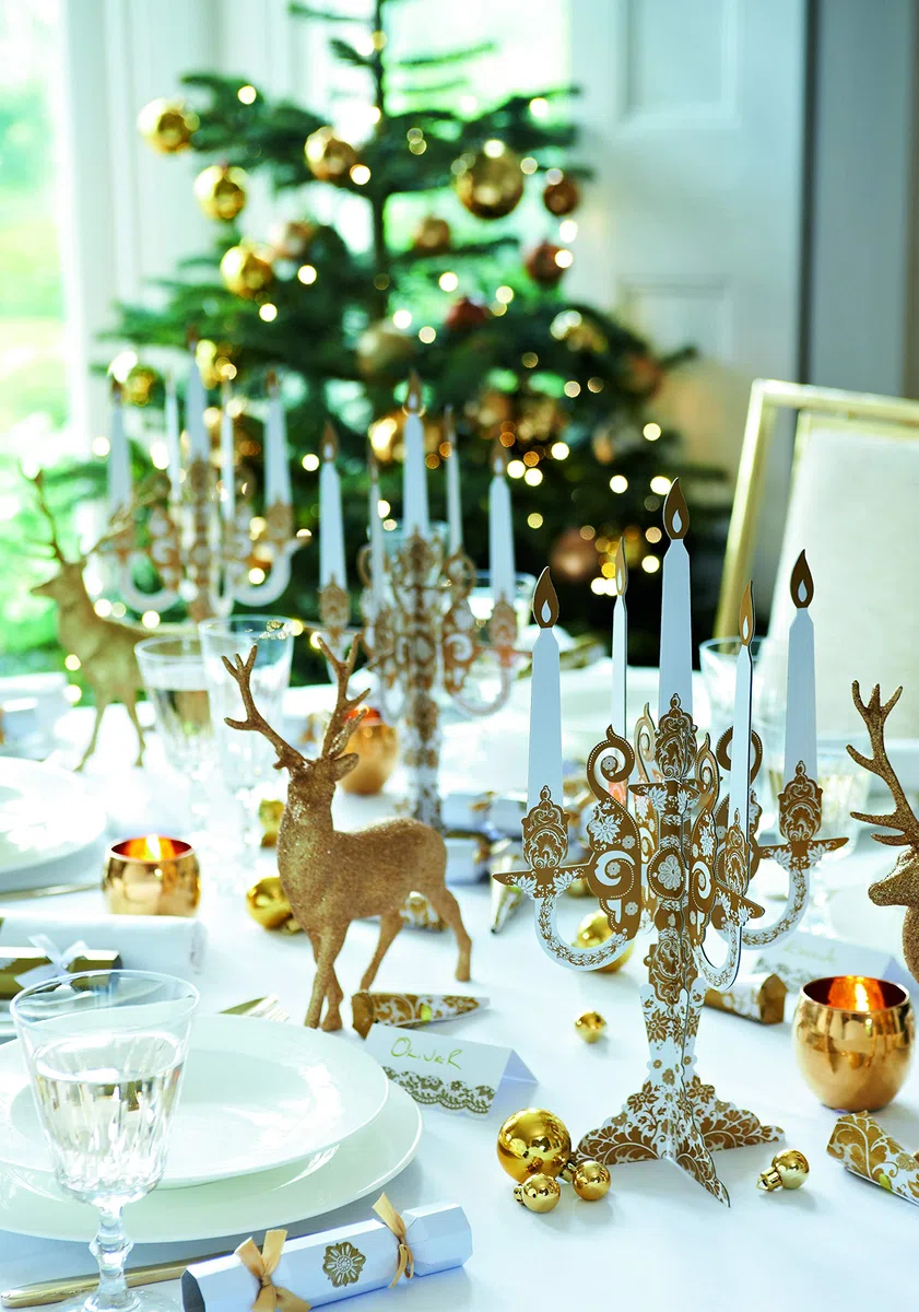 Talking Tables platos medios vintage ‘Party Porcelain Gold.’ Oro y blanco. Cartón. Paquete de 12.