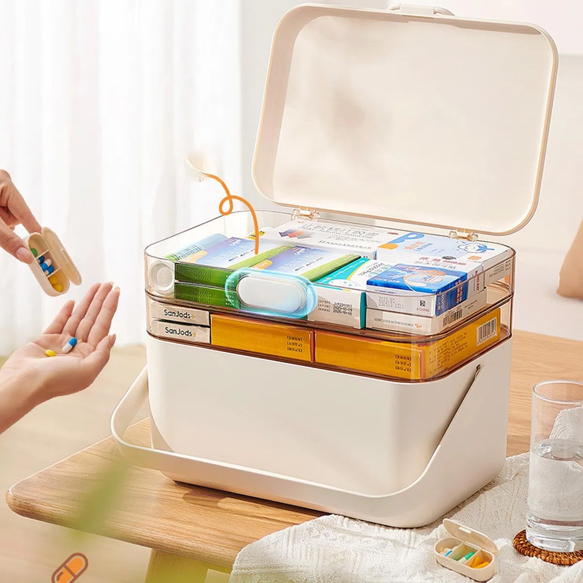 Pastillero Amplio De Capas Organizador De Compartimentos Médicos Extraíbles | Gran Capacidad Para Organizador Semanal Portátil, Diario en Hogar y Viaje, Pastillero