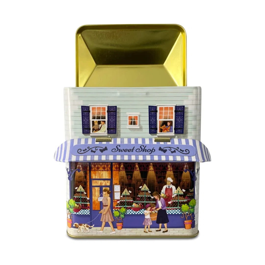 Caja de chapa con forma de casa adosada (12 x 7,5 x 15 cm, con dosel, 1000 ml)