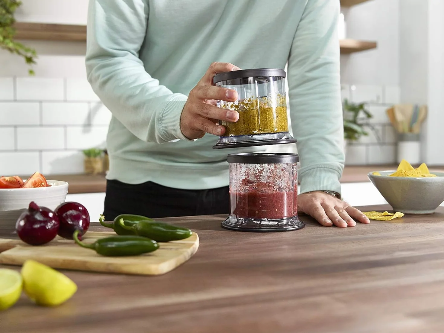 Ninja Express Chop Mini picadora de hierbas y verduras, pica y tritura para hacer salsas, purés y sopas; negra NJ1002EUBK