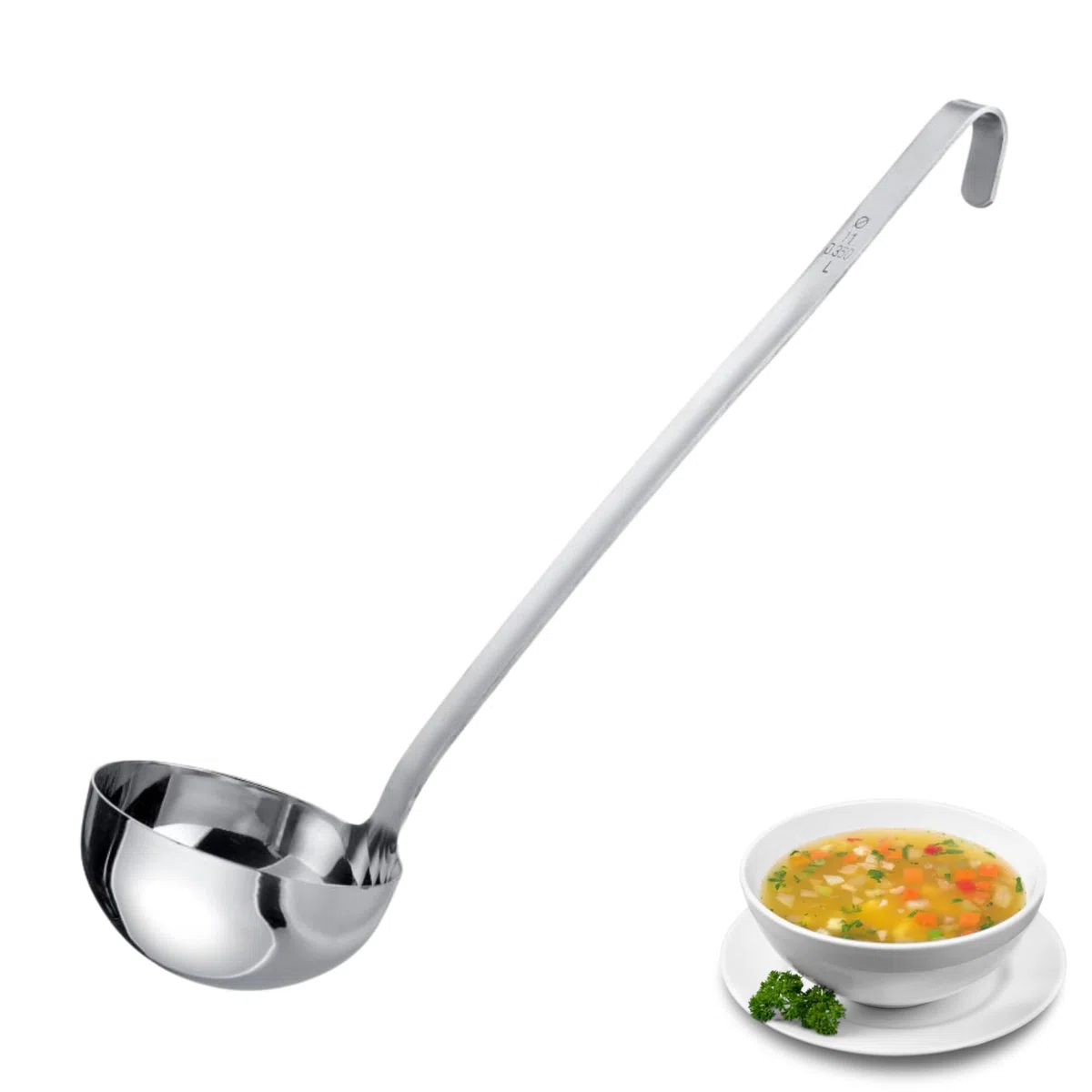 Westmark Ladle Pro, Cucharón sopera pequeño de acero inoxidable para la cocina profesional, Cucharón para salsas, aderezos, etc., Plata, Ø 11 cm, 350 ml