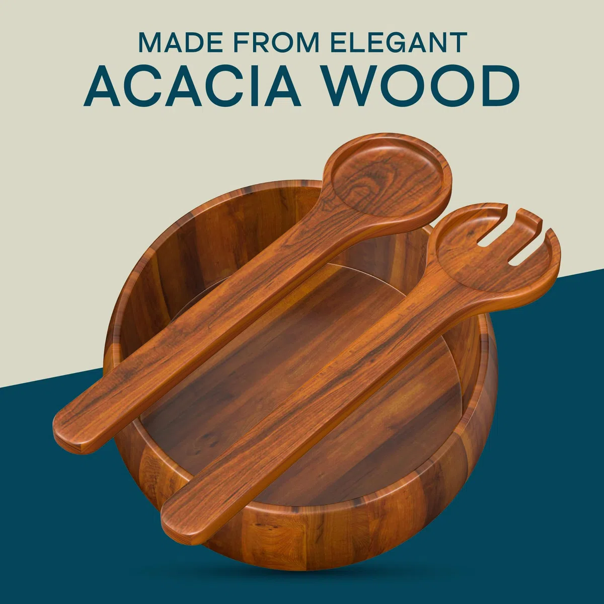 Gibson Laroda - Juego de ensalada (3 piezas, madera de acacia) 25,40 cm(10 pulgadas) Laurel