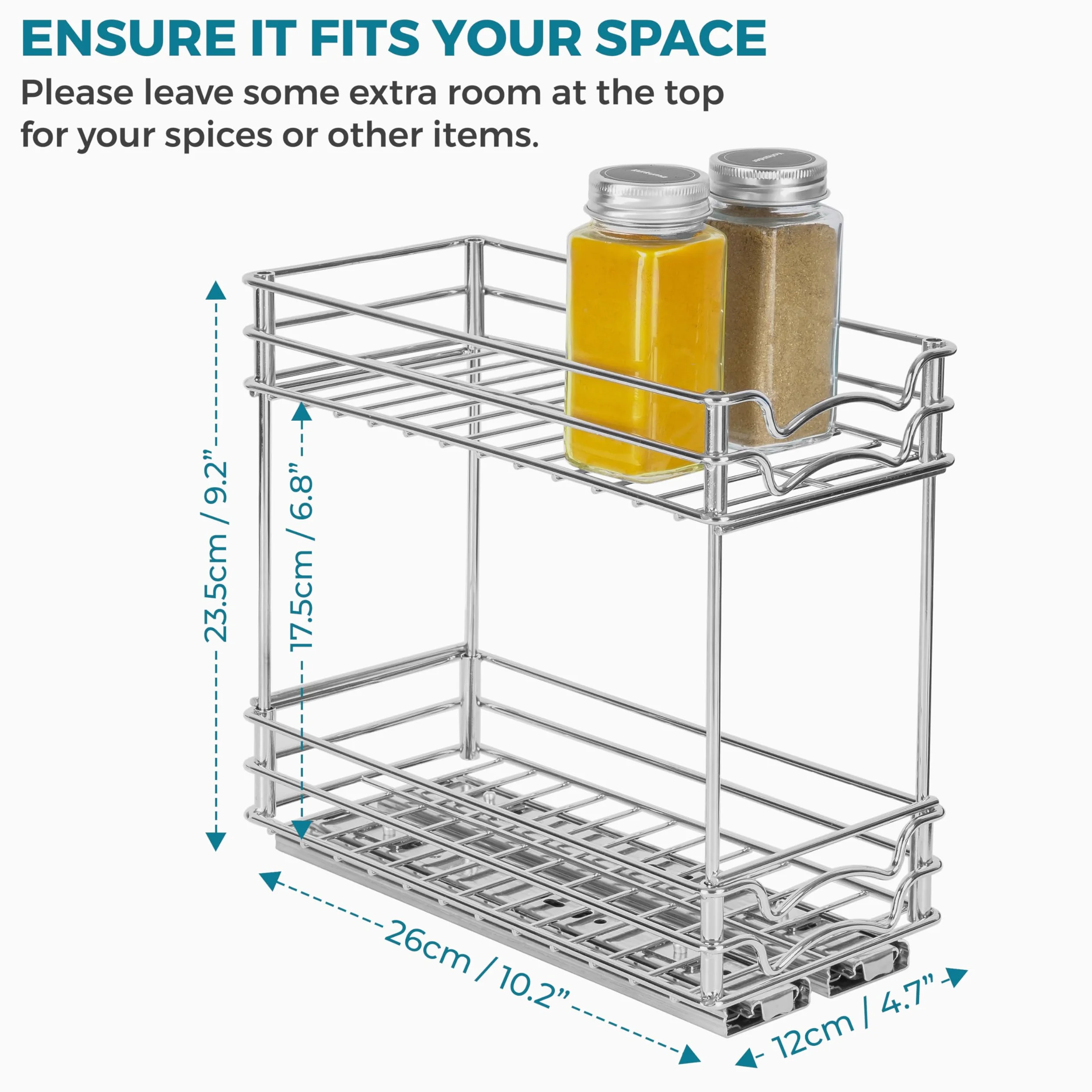 Winter Shore Organizador Especias Extraíble de 2 Niveles - Cajones Deslizables para Armarios de Cocina - Estanterias Almacenaje Deslizables Bajo Fregadero - Organizador Fregadero para Despensas