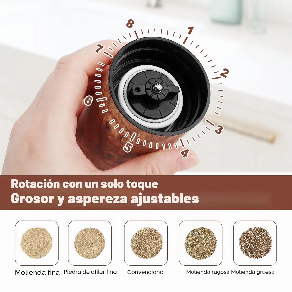 MXTIMWAN Molinillo Cafe Manual,Coffee Grinder,Molinillo de Café Portátil,Grado de Afilado Ajustable,Moledor de Cafe,Manual Molinillo de Café Con Cepillo de Limpieza,Molinillo para Casa y Exteriores