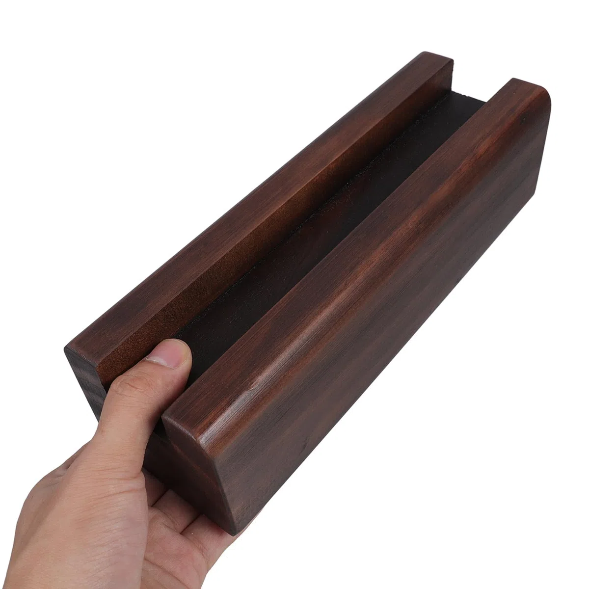 BESPORTBLE Soporte Diseño Curvado de Madera Marrón de Cuerpo Entero Espejo para y Base Antideslizante Hogar Moderno y Elegante Adecuado