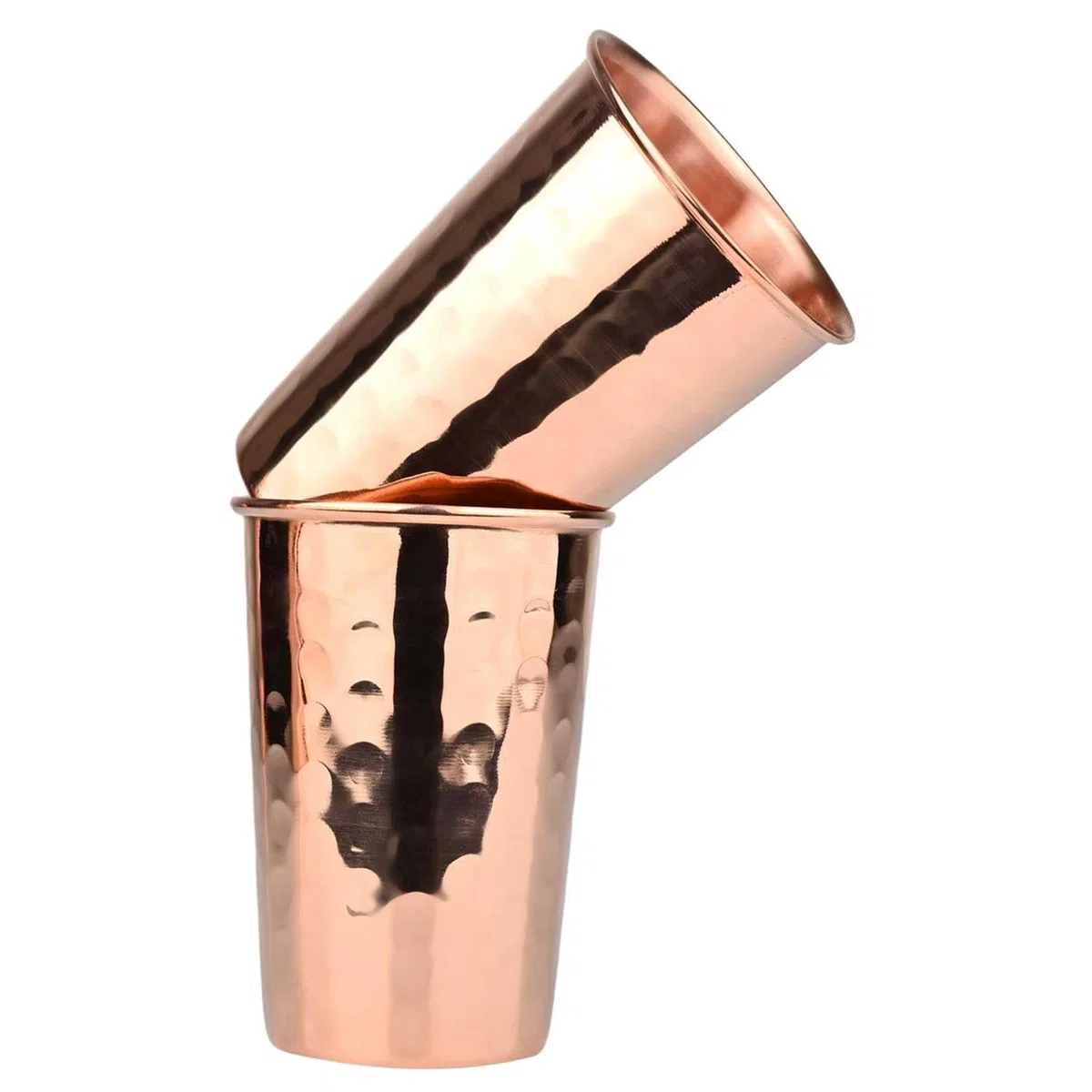 ANCIENTIMPEX Juego de 2 vasos de cobre puro, vasos martillados de 300 ml, vasos ayurvédicos hechos a mano para beneficios para la salud, vasos de agua para uso doméstico y de oficina