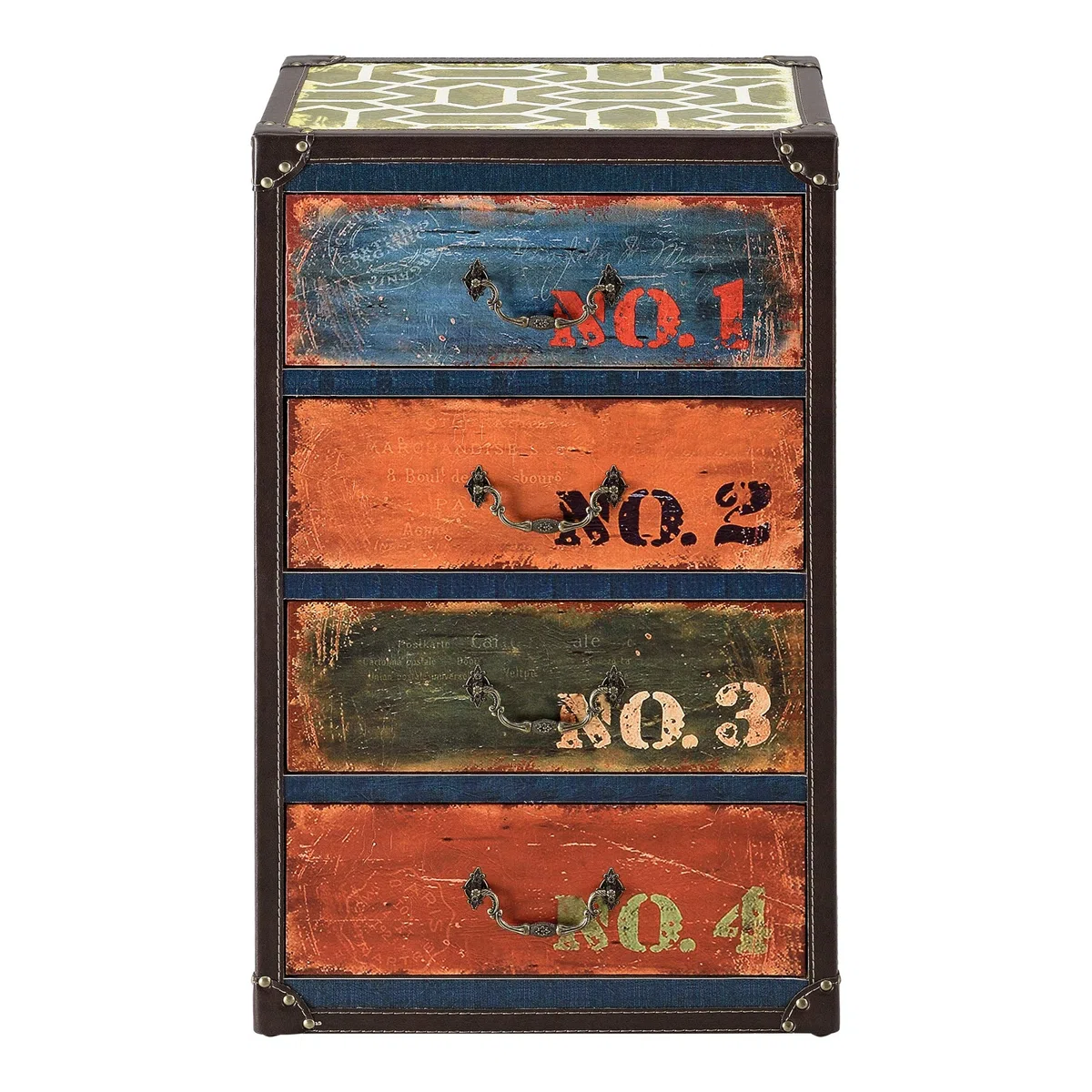 [en.casa] Cómoda para Salón o Pasillo 66 x 40 x 30 cm Armario con 4 Cajones Cajonera Organizador de Oficina Diseño Industrial Sideboard Mueble Auxiliar Multicolor