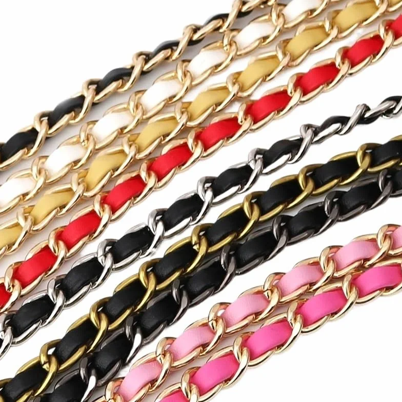 Cadena Para Bolso 5/10 Uds correa de hombro de cadena de Metal correa de bolso de hombro de cuero de PU desmontable cinturones de 120cm de largo for bolso Correa accesorios for bolso Cadena Bolso(Num8