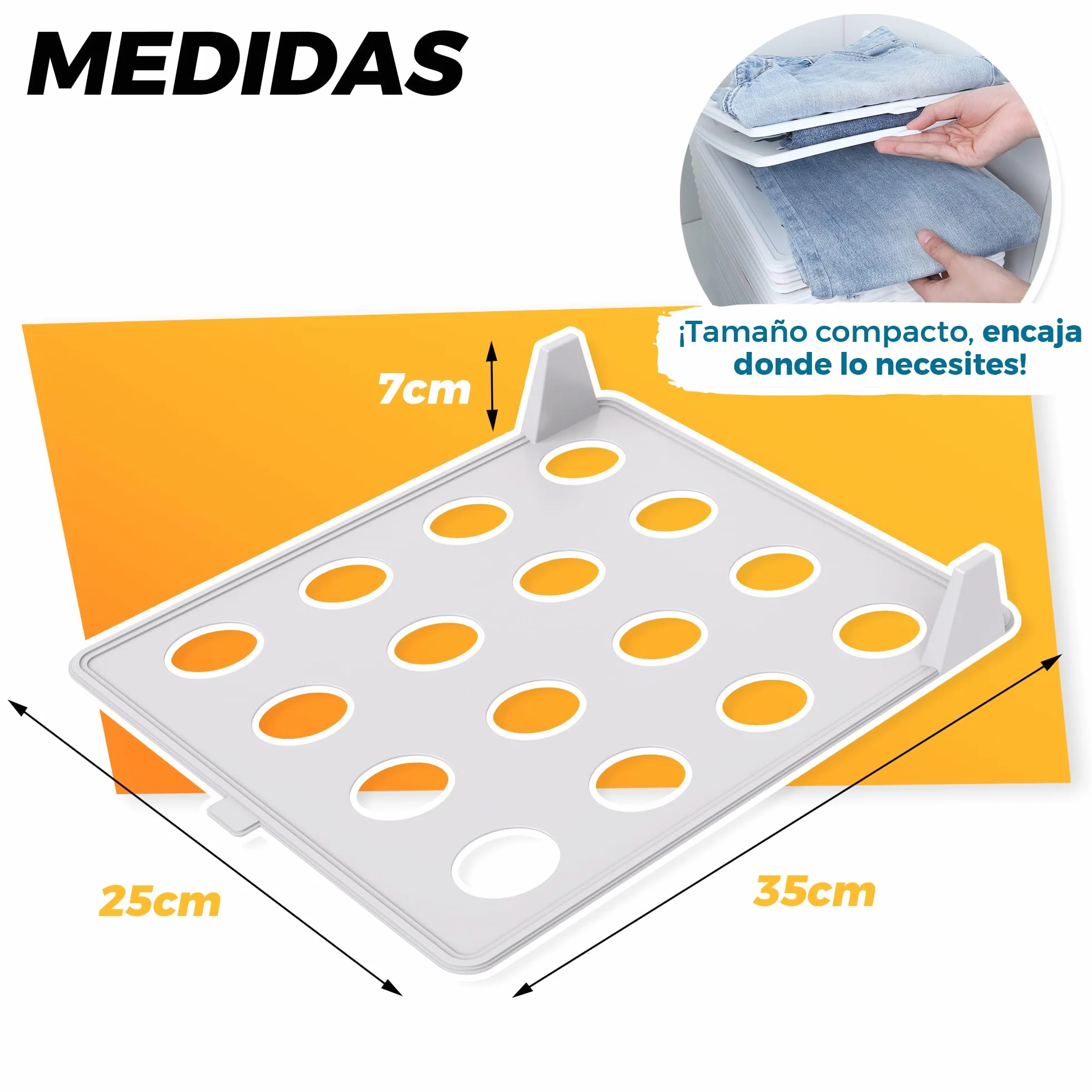Organizador armario - Organizador Camisetas - Doblador de Camisetas - Mantén tu orden de la Ropa en los Armarios - Resistentes - Antiarrugas - Antihumedad. (PACK DE 10)