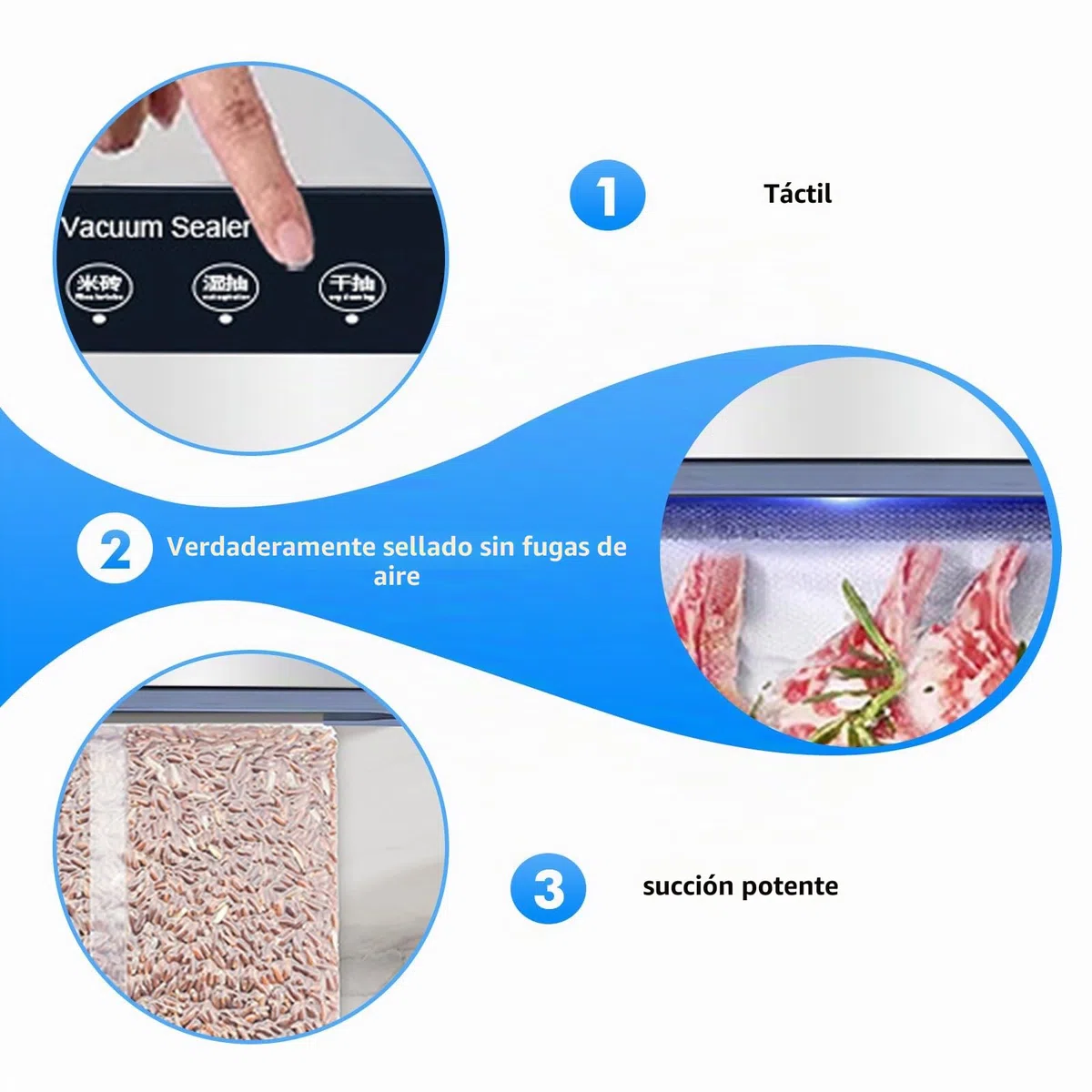 Envasadora al vacío, 6 en 1 con 50 bolsas de vacío, dispositivo de envasado al vacío para alimentos, alimentos 8 veces más frescos, dispositivo de envasado al vacío multifuncional para cocina y